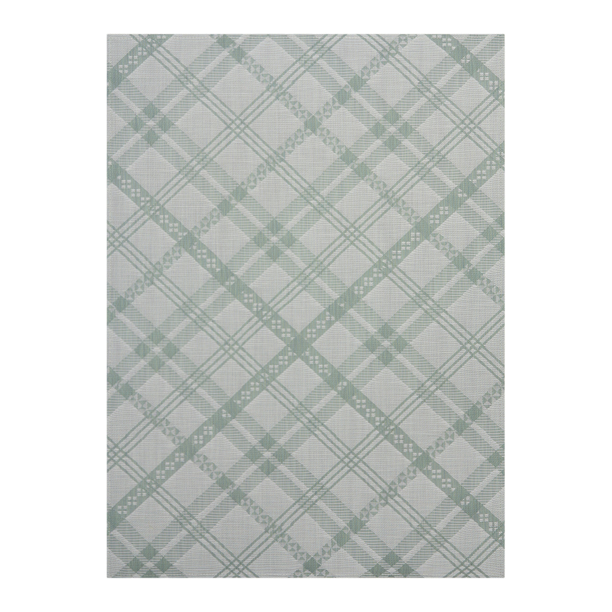 Abalone Woven Floor Mat in Muted Light Blue Green with White
