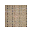 Square Woven Floor Mat in Midtone Warm Beige Base with Black, Dark Green, Light Pink, Golden Brown and White