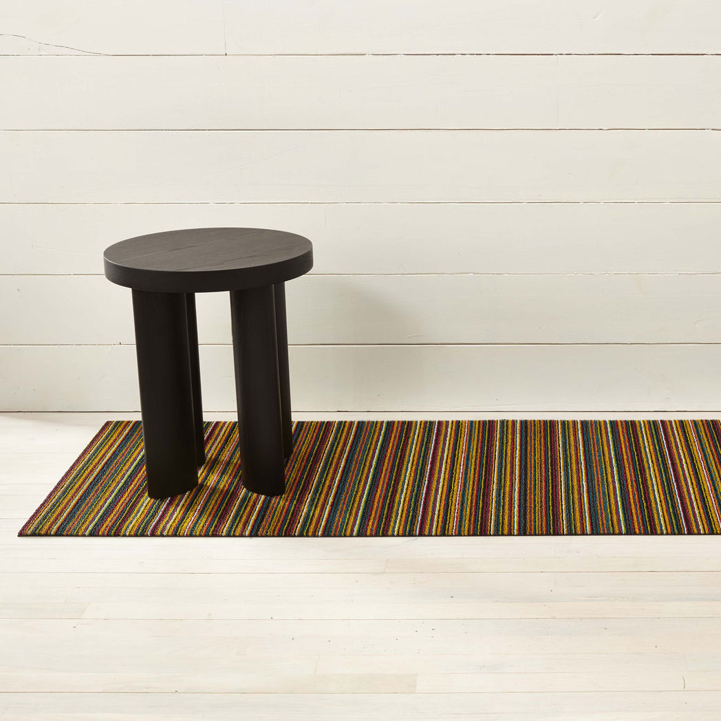 Skinny Stripe Shag Mats - Bright Multi Runner