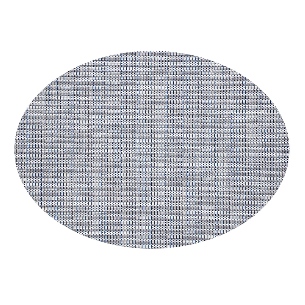 Oval Placemats in Mix of Midtone and Dak Blue with White