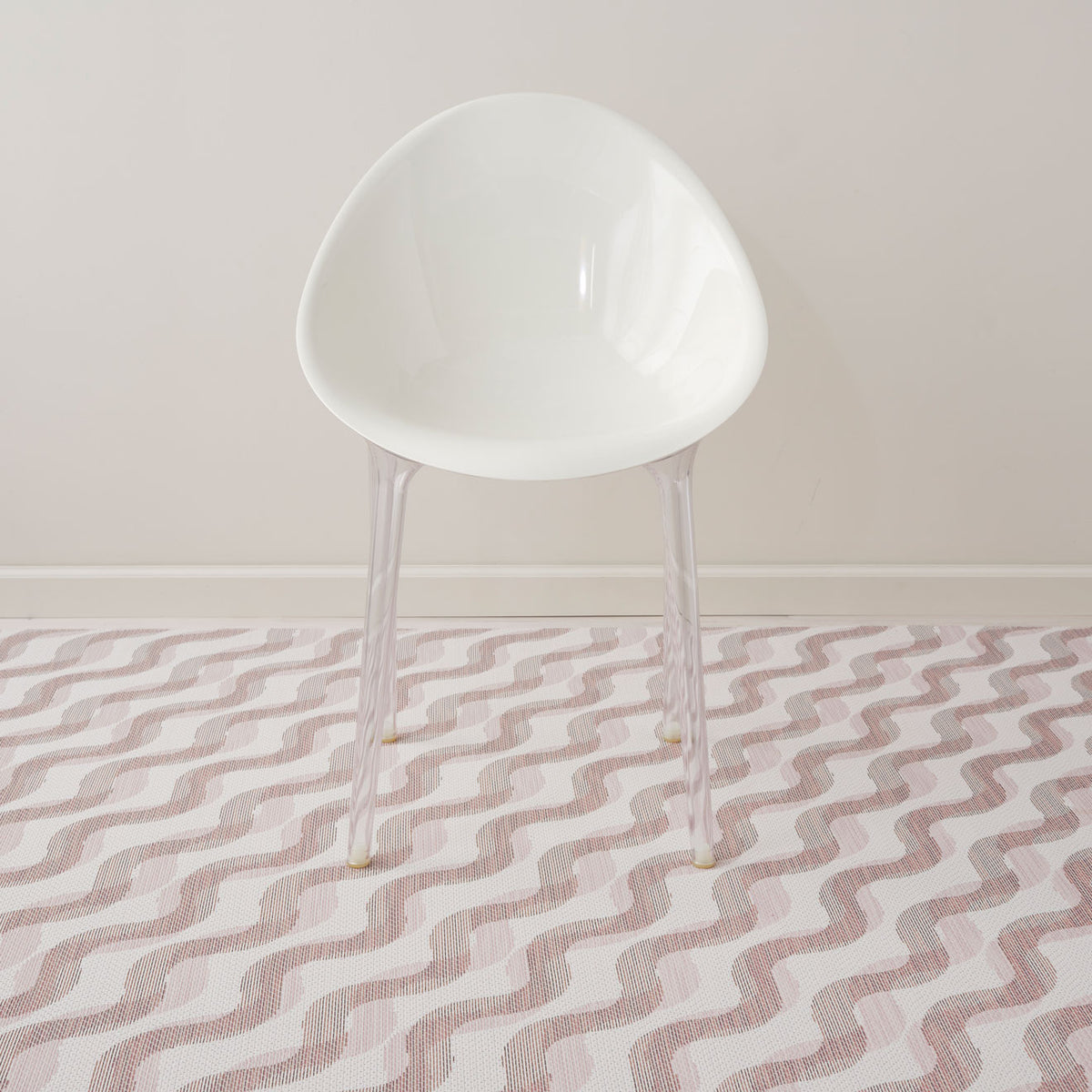 Magnolia Woven Floor Mat with Prop in Light Neutral Beige Base with Muted Pink and Midtone Brown