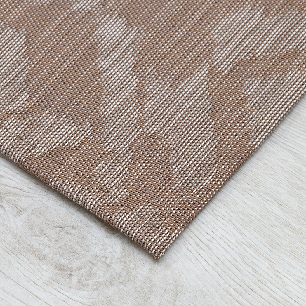 Pecan Woven Floor Mat Detail in Mix of Midtone Warm Brown, Light Griege and White