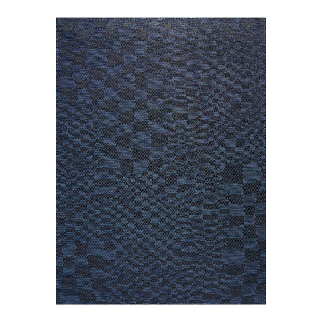 Rectangle Woven Floor Mat in Mix of Black and Dark Navy
