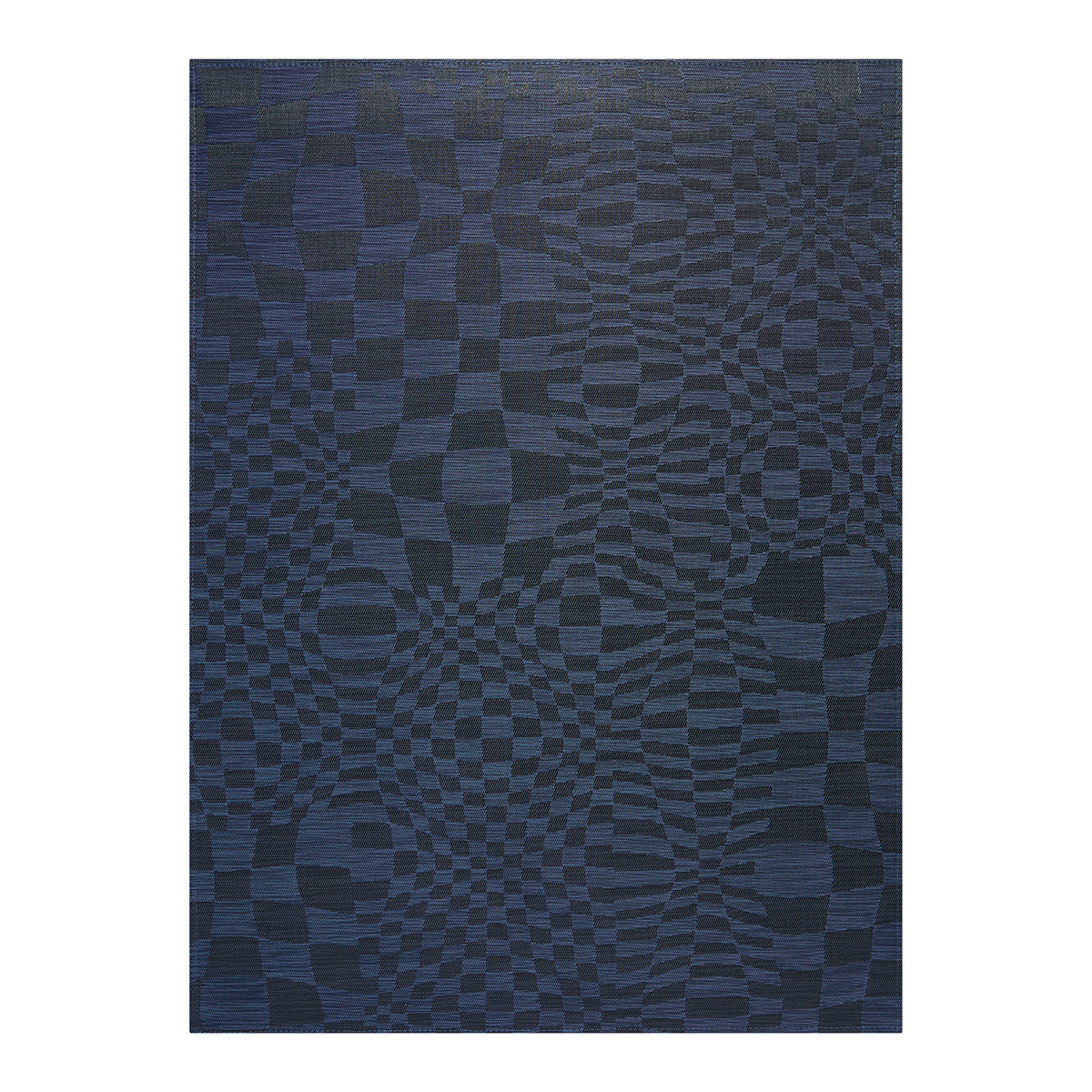 Rectangle Woven Floor Mat in Mix of Black and Dark Navy