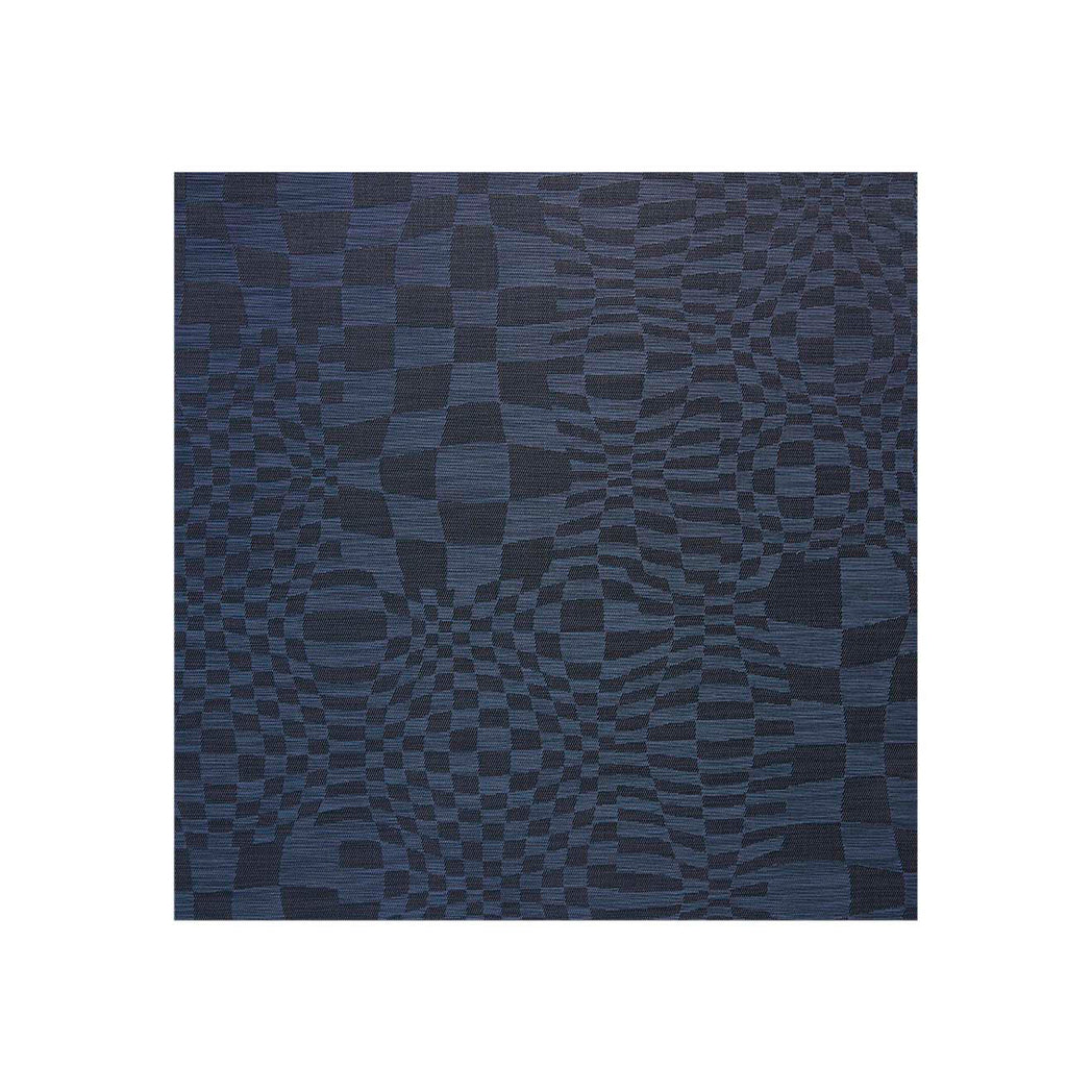 Square Woven Floor Mat in Mix of Black and Dark Navy