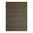 Rectangle Woven Floor Mat in Dark Green , Almost Black Base with Warm Green, Warm Pink, Muted Light Blue and Muted Oragne Accents