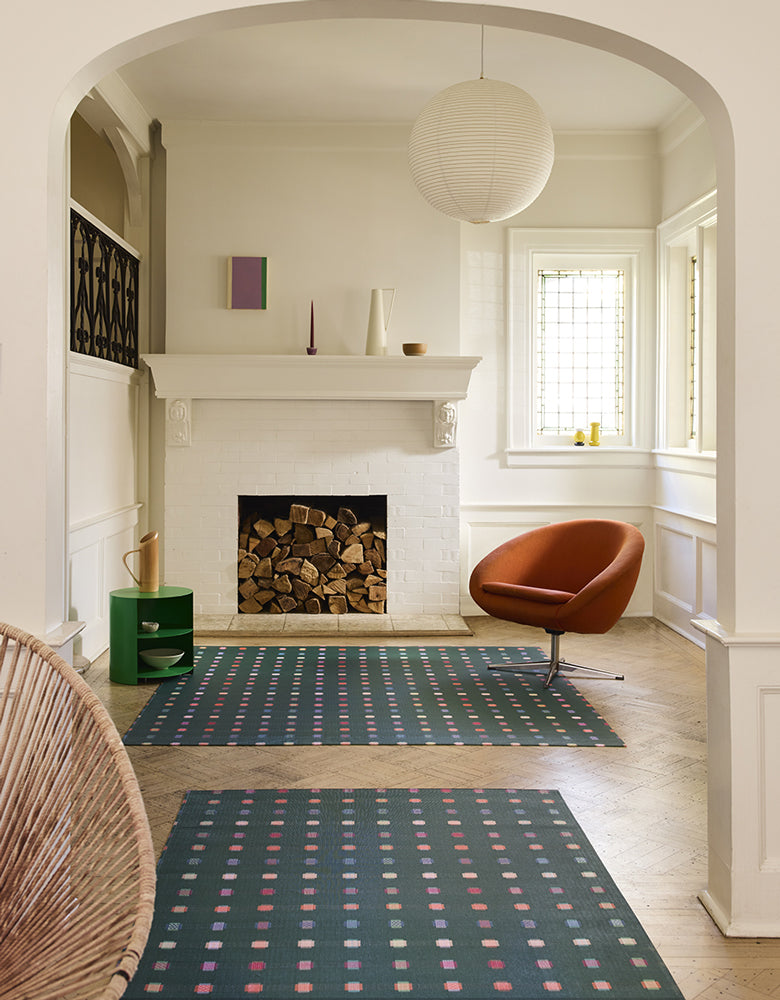 Detail image of Chilewich woven material showcasing texture, color, and pattern of the terrastrand yarn weave.
