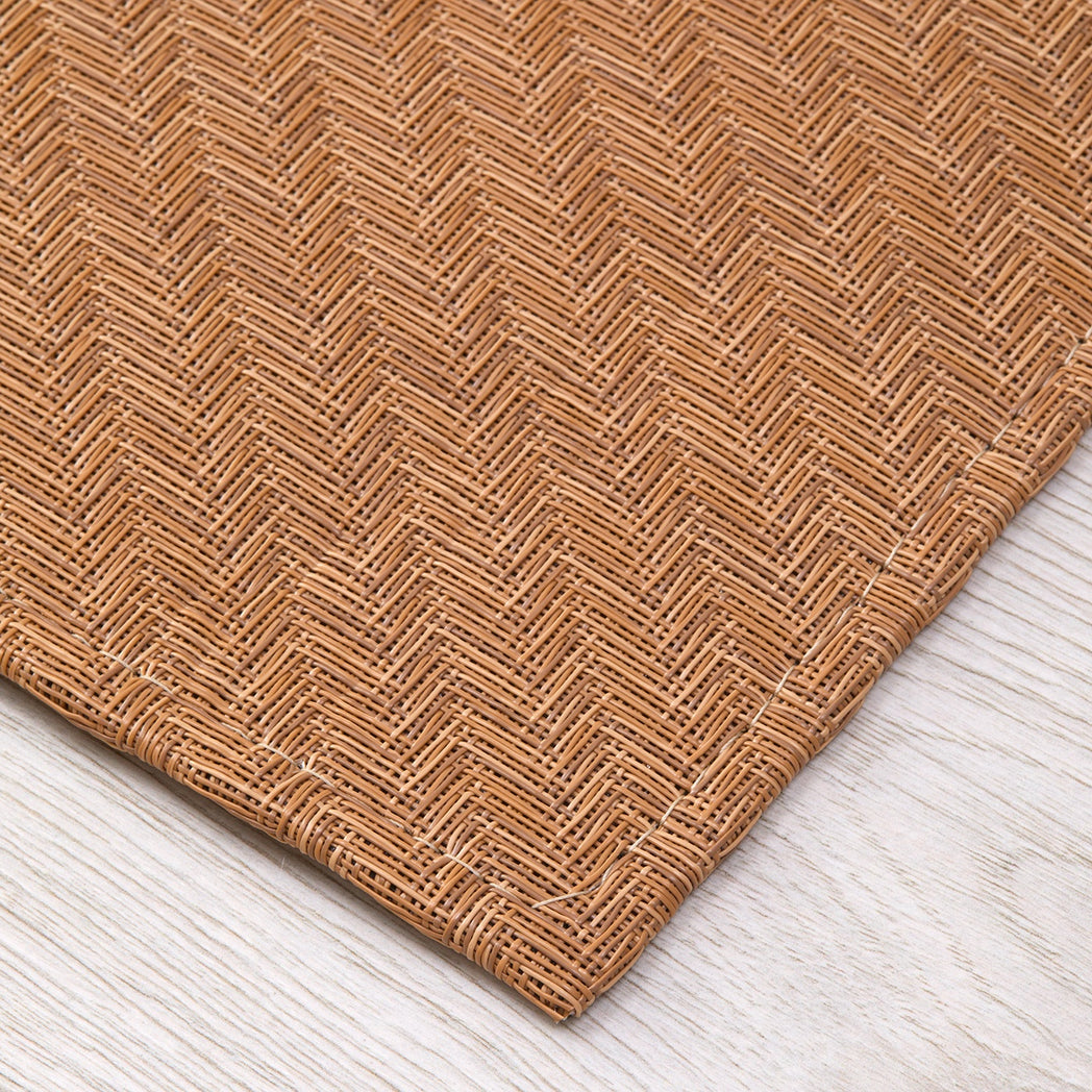 Chilewich woven floor mat in neutral woven terrastrand yarn, durable and stylish for modern living spaces.