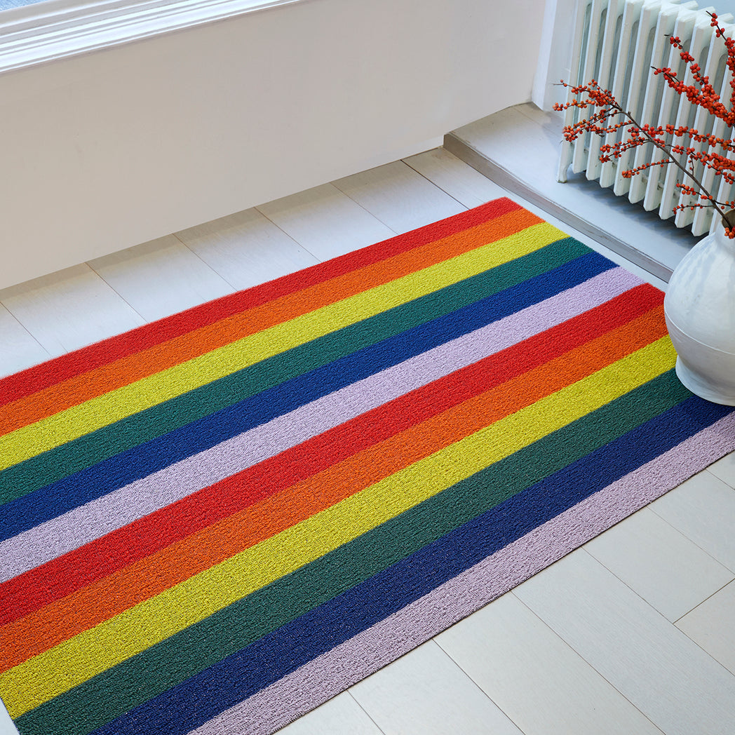 Chilewich woven floor mat in neutral woven terrastrand yarn, durable and stylish for modern living spaces.