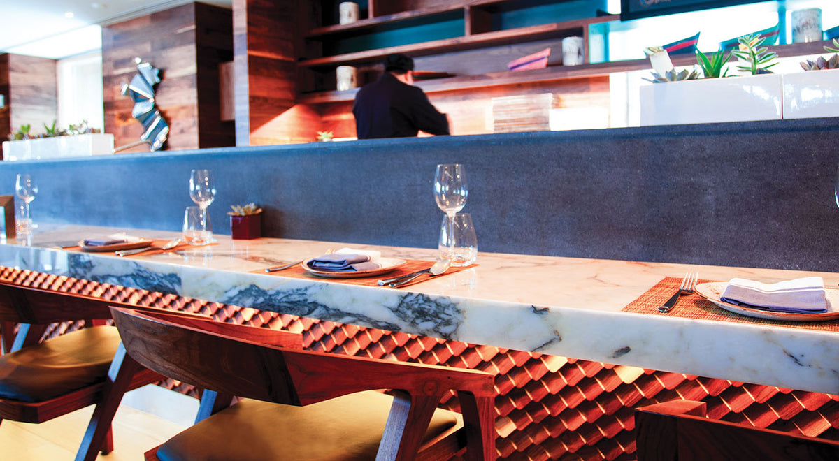 Detail image of Chilewich woven material showcasing texture, color, and pattern of the terrastrand yarn weave.