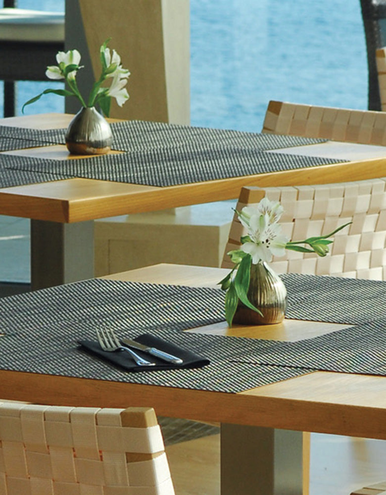 Detail image of Chilewich woven material showcasing texture, color, and pattern of the terrastrand yarn weave.