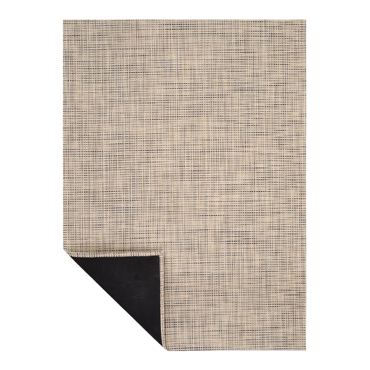 Chilewich Basketweave floor mat in buckwheat, showcasing woven terrastrand yarn texture and modern design aesthetic.