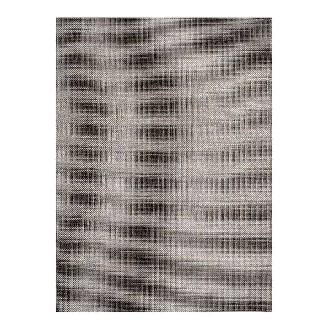 Chilewich Basketweave floor mat in platinum, showcasing woven terrastrand yarn texture and modern design aesthetic.