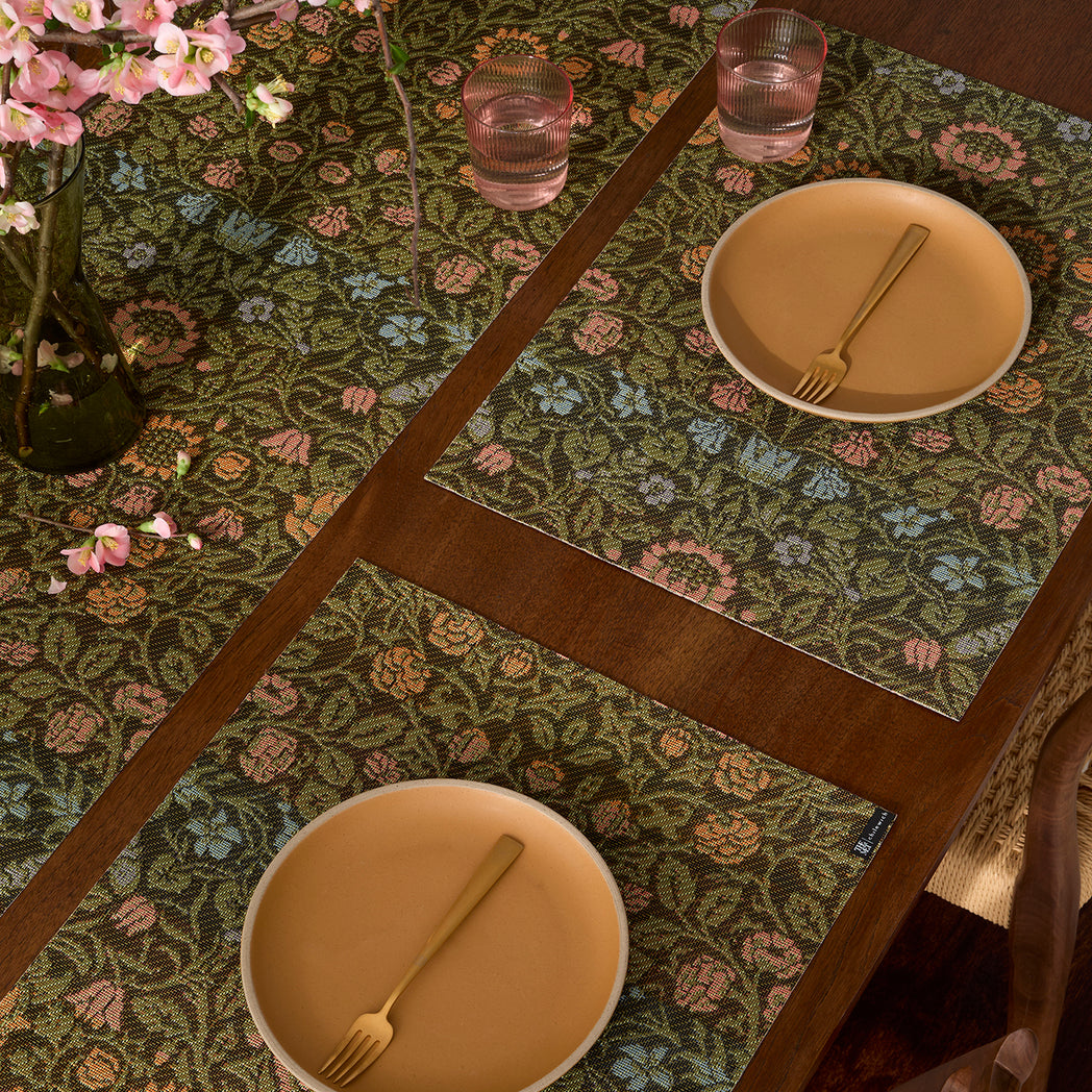 Detail image of Chilewich woven material showcasing texture, color, and pattern of the terrastrand yarn weave.