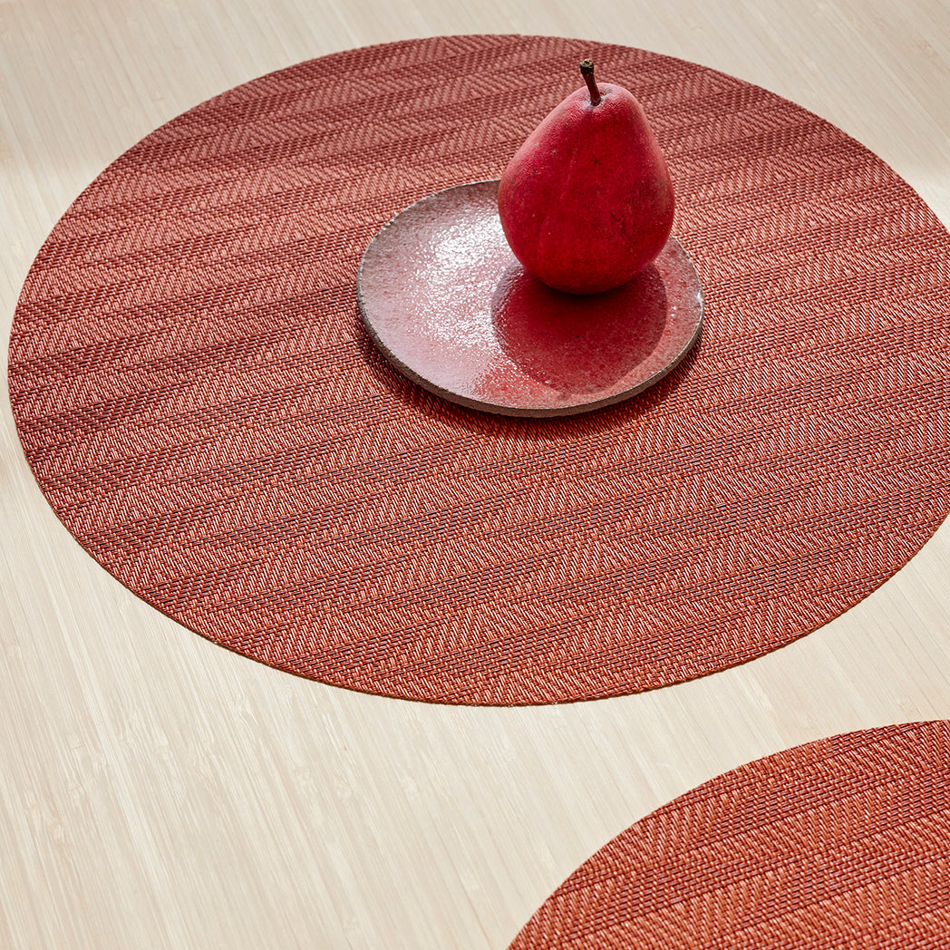 Detail image of Chilewich woven material showcasing texture, color, and pattern of the terrastrand yarn weave.