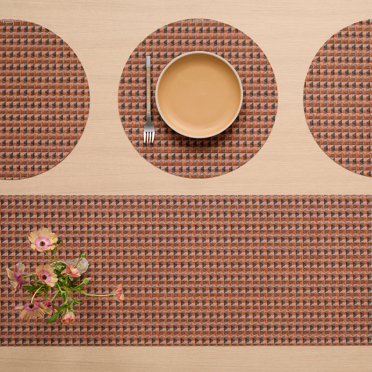 Detail image of Chilewich woven material showcasing texture, color, and pattern of the terrastrand yarn weave.