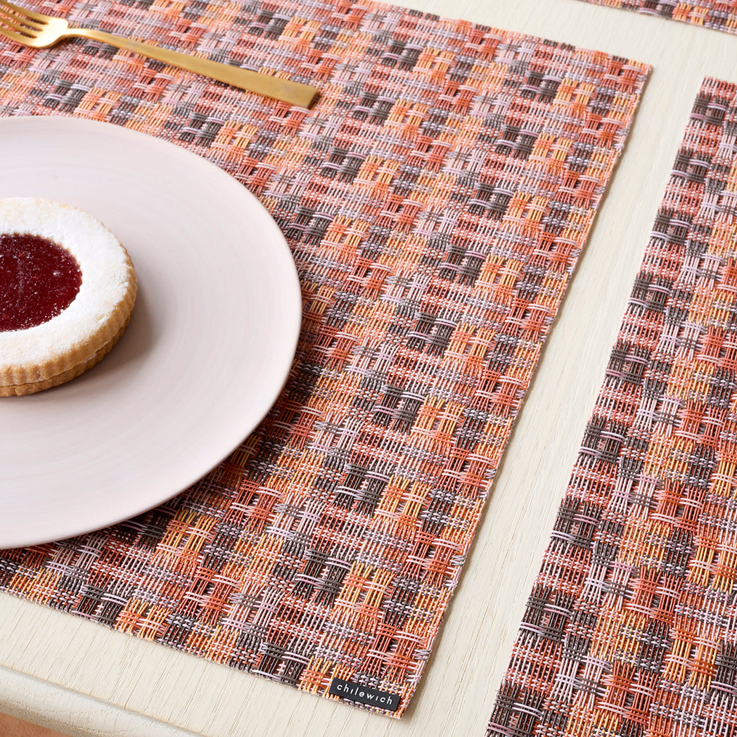 Detail image of Chilewich woven material showcasing texture, color, and pattern of the terrastrand yarn weave.