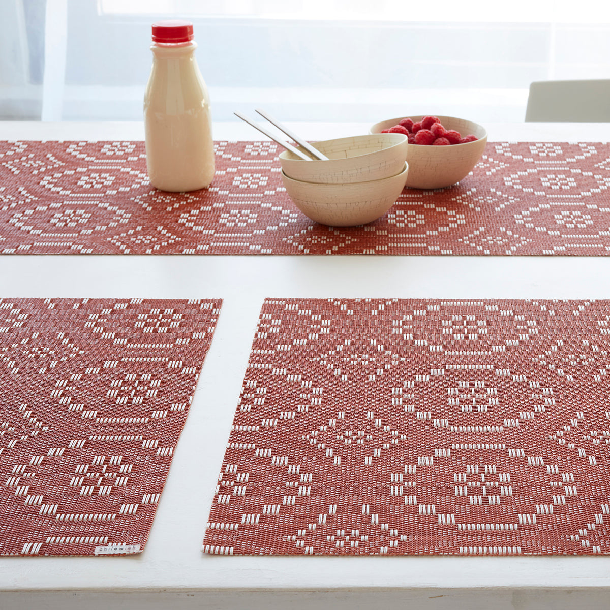 Detail image of Chilewich woven material showcasing texture, color, and pattern of the terrastrand yarn weave.