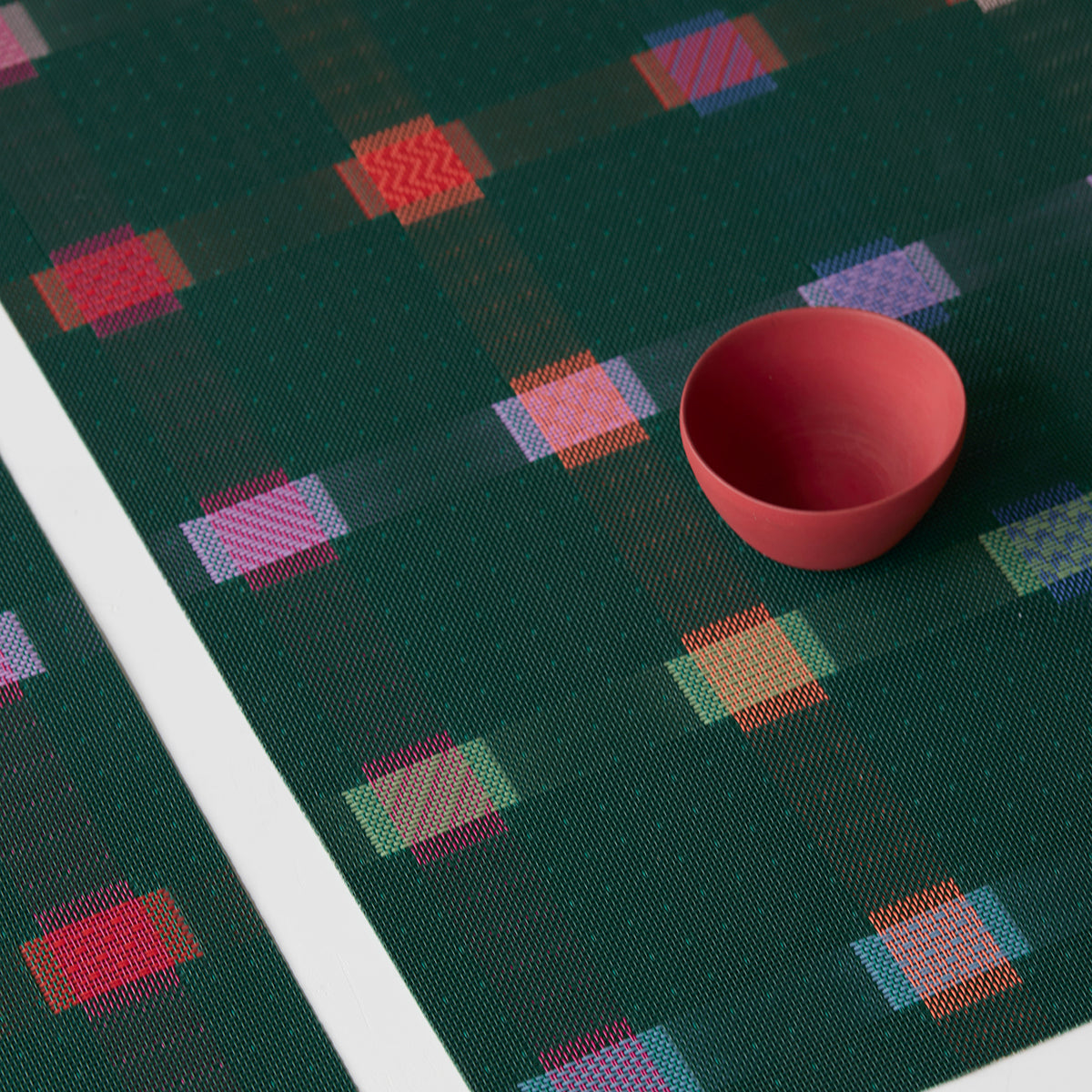 Detail image of Chilewich woven material showcasing texture, color, and pattern of the terrastrand yarn weave.