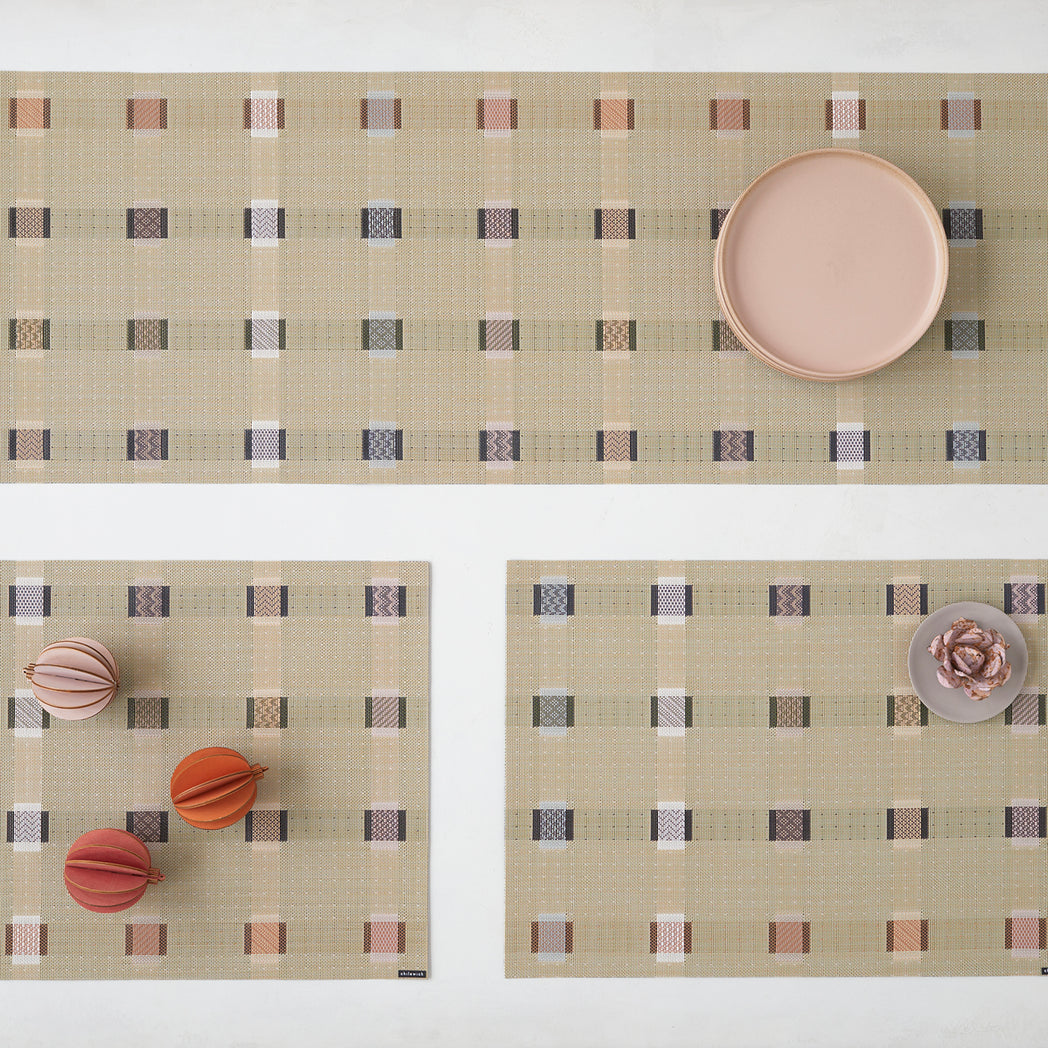 Detail image of Chilewich woven material showcasing texture, color, and pattern of the terrastrand yarn weave.