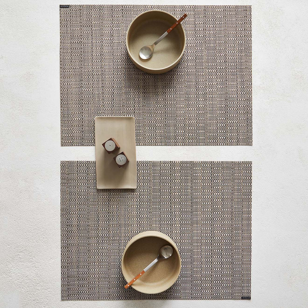 Detail image of Chilewich woven material showcasing texture, color, and pattern of the terrastrand yarn weave.