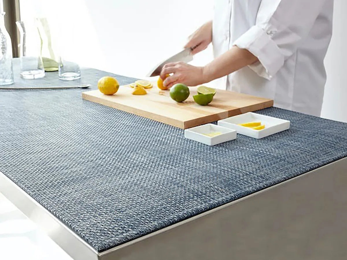 Detail image of Chilewich woven material showcasing texture, color, and pattern of the terrastrand yarn weave.